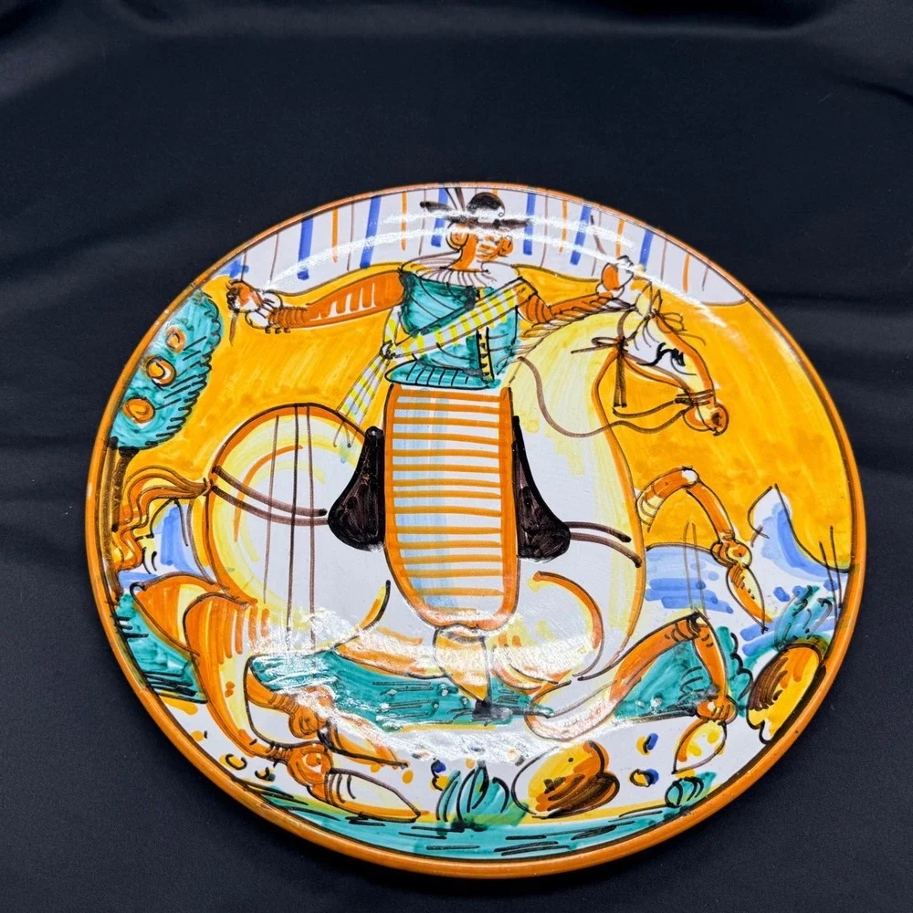 Vintage Christian Dior Hand Painted Decorative Plate Equestrian Horse 12 Inch